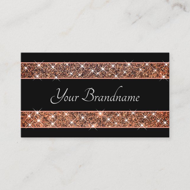 Extravagante Rose Gold Glitzer Spark Sterne auf Sc Visitenkarte (Vorderseite)