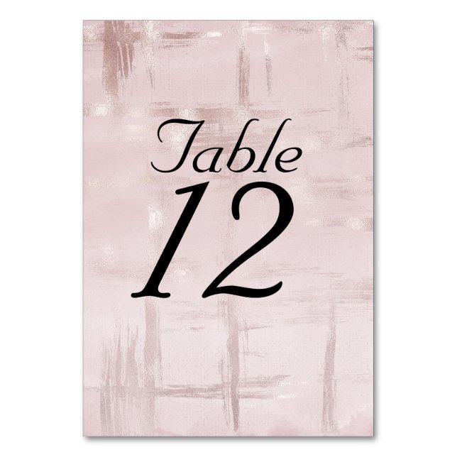 Extravagante Rose Gold Pink Tischnummer (Vorderseite)