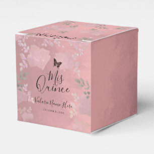 Extravagante Rose Quinceanera Gold Gefälligkeitsb Geschenkschachtel