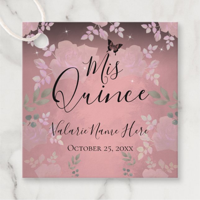 Extravagante Rose Quinceanera Pink Geschenkanhänger (Vorderseite)