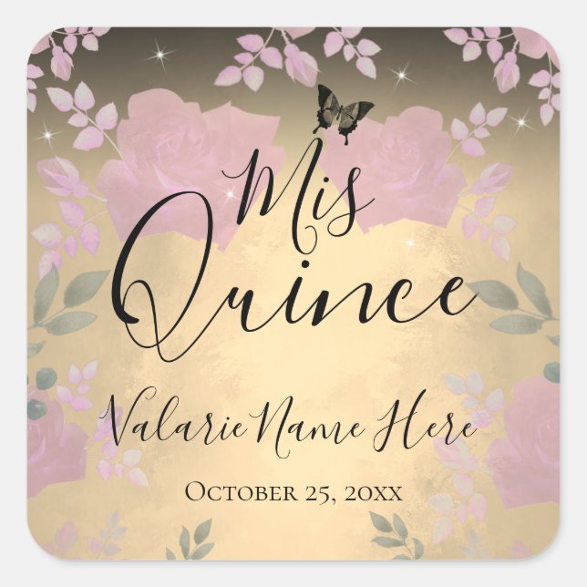 Extravagante Rose Sticker für Quinceanera (Vorderseite)