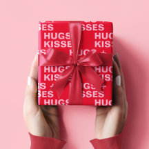 Extravagante Rot & Rosa Hugs & Kisses Valentines