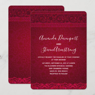 Extravagante Rote Abstrakte Hochzeit Einladung