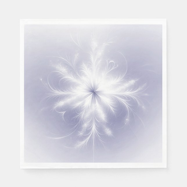Extravagante Schneeflocke auf Lila Serviette (Vorderseite)