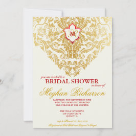 Extravagante Schnörkel Golden Bridal Dusche Einlad Einladung