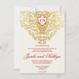 Extravagante Schnörkel Golden Indian Arabic Einladung