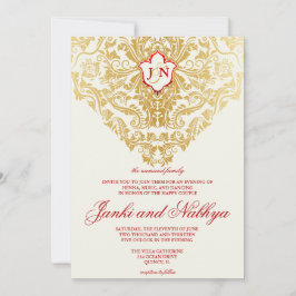 Extravagante Schnörkel Golden Indian Arabic Einladung