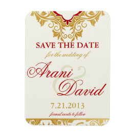 Extravagante Schnörkel Golden Save the Date Magnet