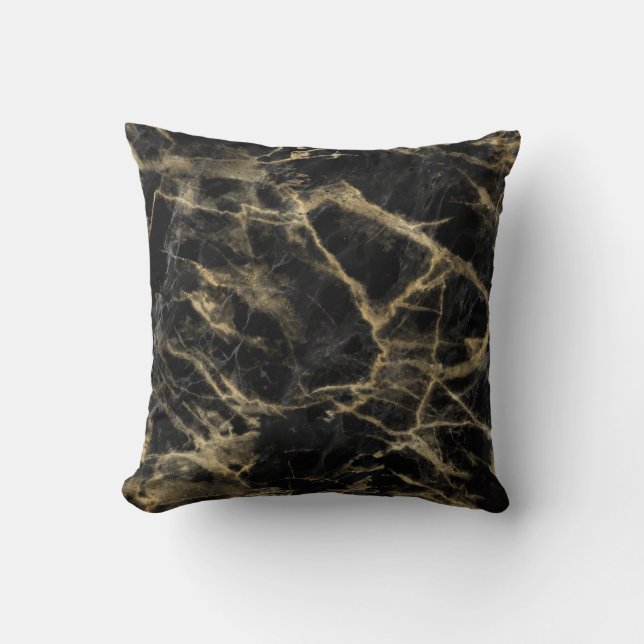 Extravagante Schwarz-Gold-Marmor Kissen (Vorderseite)