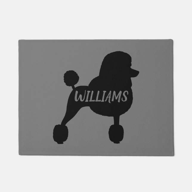 Extravagante Schwarz-Standard-Dog-Silhouette Fußmatte (Vorderseite)