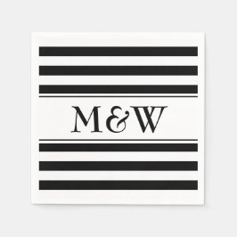 Extravagante, schwarz-weiß gestreifte Servietten f