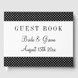 Extravagante Schwarz-Weiß-Polka-Dot-Hochzeit perso Gästebuch