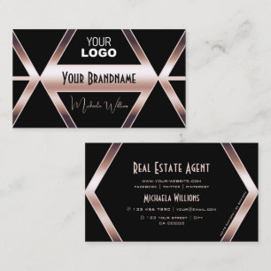 Extravagante Schwarze Geometrie mit Cooler Rose Go Visitenkarte