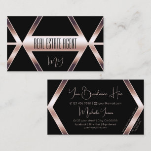 Extravagante Schwarze Geometrie mit Rose Gold und Visitenkarte