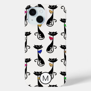 Extravagante schwarze Katzen Quirky Muster Monogra Case-Mate iPhone Hülle