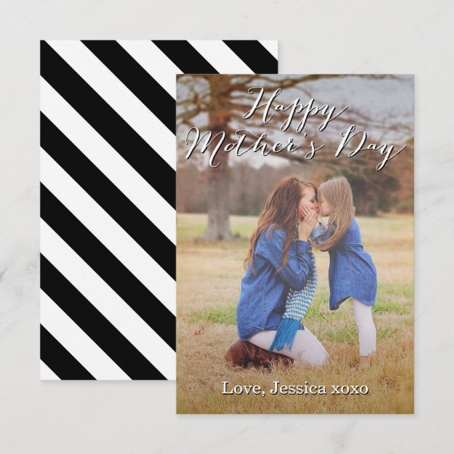 Extravagante Script Happy Mother's Day Foto Card Karte (Vorne/Hinten)