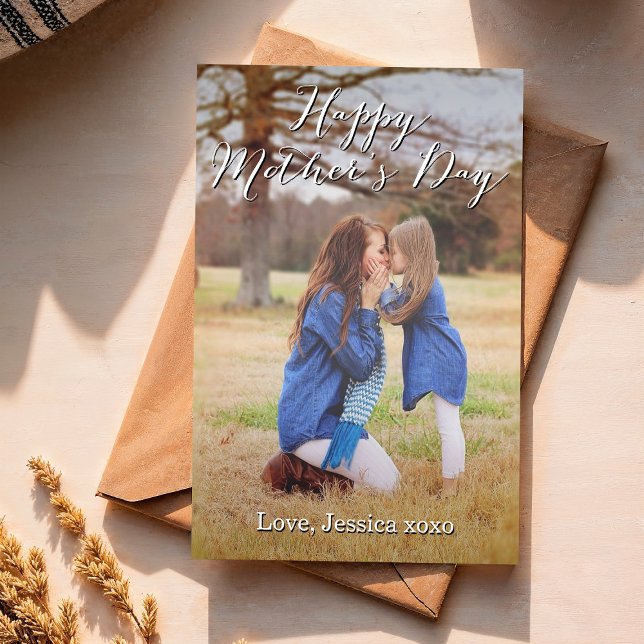 Extravagante Script Happy Mother's Day Foto Card Karte (Von Creator hochgeladen)