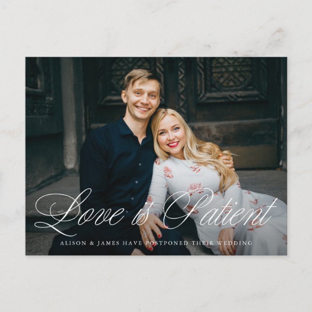 Extravagante Script-Liebe ist die Hochzeitverlänge Ankündigungspostkarte (Vorderseite)