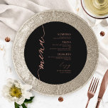 Extravagante Script Round Wedding Menu Card für Pl Menükarte<br><div class="desc">Eine schicke Kalligraphy Wedding Menu Card. I do offer a free customisation service,  if you have any anfragen or special requests,  please feel free to contact me.</div>