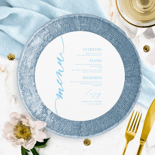 Extravagante Script Round Wedding Menu Card für Pl Menükarte