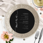 Extravagante Script Round Wedding Menu Card für Pl Menükarte<br><div class="desc">Eine schicke Kalligraphy Wedding Menu Card. I do offer a free customisation service,  if you have any anfragen or special requests,  please feel free to contact me.</div>