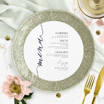 Extravagante Script Round Wedding Menu Card für Pl Menükarte<br><div class="desc">Eine schicke Kalligraphy Wedding Menu Card. I do offer a free customisation service,  if you have any anfragen or special requests,  please feel free to contact me.</div>