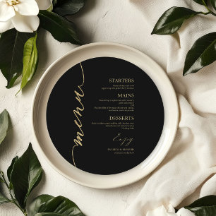 Extravagante Script Round Wedding Menu Card für Pl Menükarte
