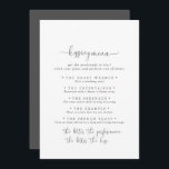 Extravagante Script Wedding Kissing Menu Game Card<br><div class="desc">Diese extravagante Hochzeitskissingkarte eignet sich hervorragend für einen modernen Hochzeitsempfang. Das einfache und elegante Design zeichnet sich durch klassische und extravagante Schriftzeichen in Schwarz und Grau aus.</div>