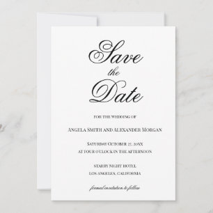 Extravagante Skriptkalligrafie Schwarz/Weiß Save The Date