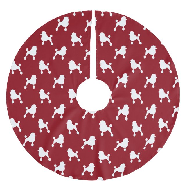 Extravagante Standard Poodle Silhouetten Muster Ro Polyester Weihnachtsbaumdecke (Vorderseite)