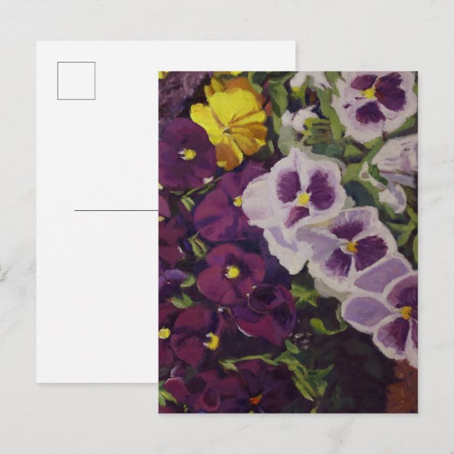 Extravagante Stiefmütterchen farbige Blütenkarte P Postkarte (Vorne/Hinten)
