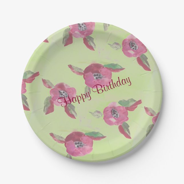 Extravagante Teller aus Papier mit Aquarellmuster (Vorderseite)