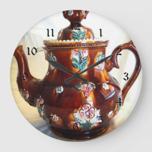 Extravagante Verzierte englische Teekanne Kaffeeka Große Wanduhr