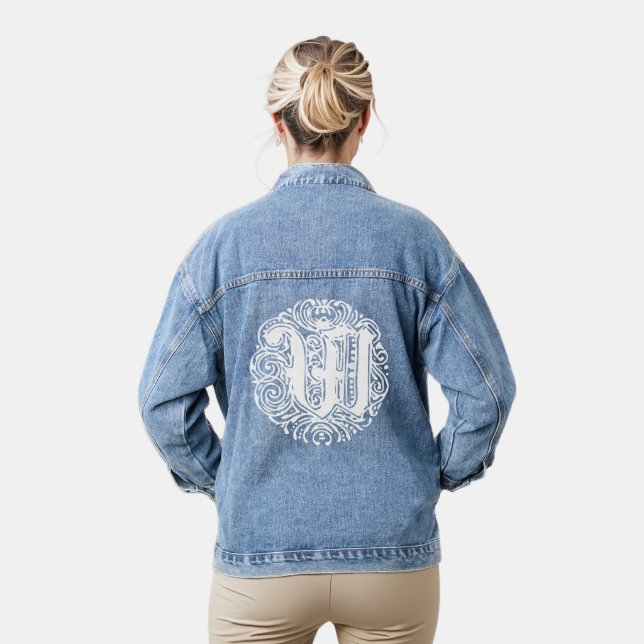 Extravagante Viktorianische Kalligraphie Monogramm Jeansjacke (Modell)