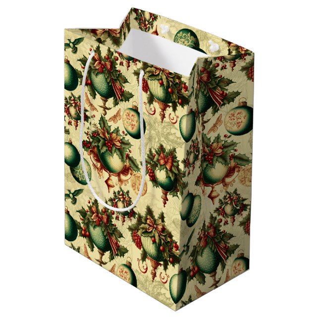 Extravagante Viktorianische Ornamente Mittlere Geschenktüte (Rückseite Schrägansicht)