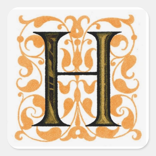 Extravagante Vintage Monogramm "H" - Aufkleber (Vorderseite)