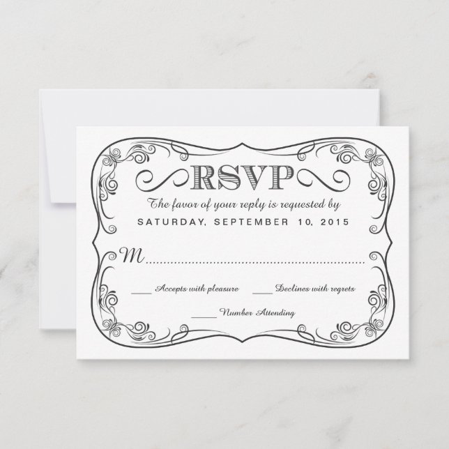 Extravagante Vintage UAWG-Hochzeitserie RSVP Karte (Vorderseite)