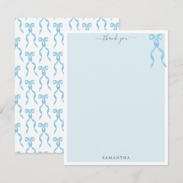 Extravagante Wasserfarbe Blauer Bogen Personalisie Dankeskarte (Vorne/Hinten)