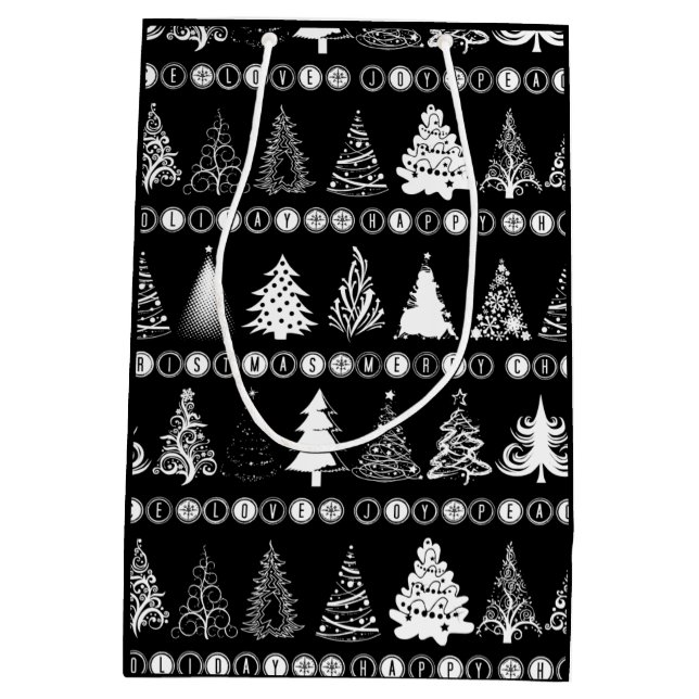 Extravagante Weihnachtsbaumgeschenktasche Mittlere Geschenktüte (Rückseite)