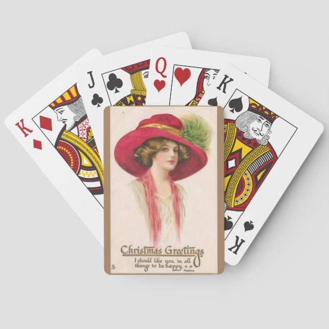 Extravagante Weihnachtsdame Spielkarten (Rückseite)