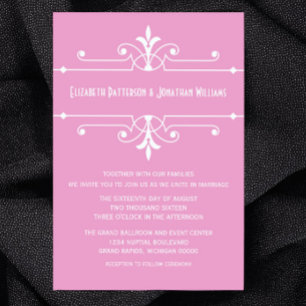 Extravagante Zierhochzeit in Rosa Einladung