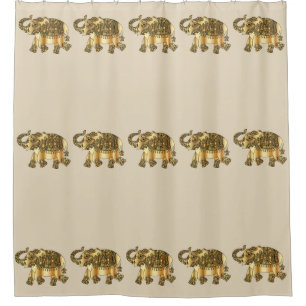 Extravaganter beige Hintergrund der Goldelefant-  Duschvorhang