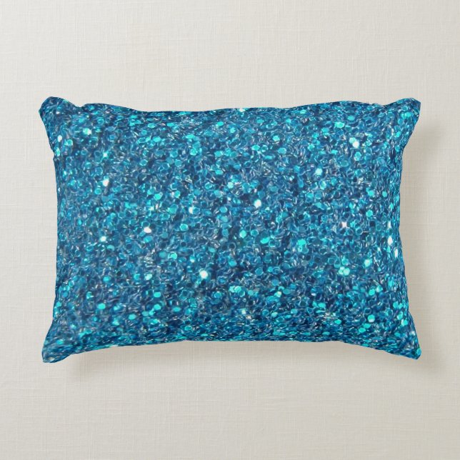 Extravaganter blauer GlitterShine Dekokissen (Vorderseite)