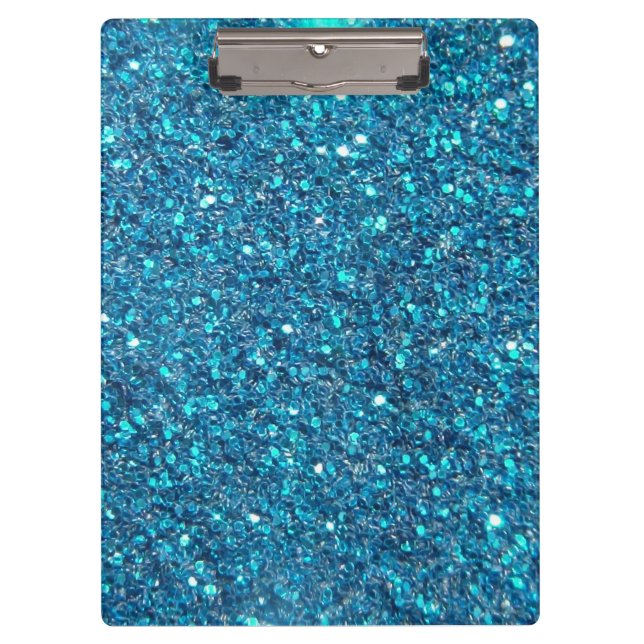 Extravaganter blauer GlitzerShine Klemmbrett (Vorderseite)