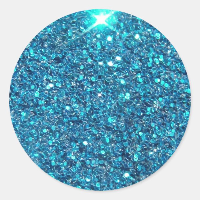 Extravaganter blauer GlitzerShine Runder Aufkleber (Vorderseite)