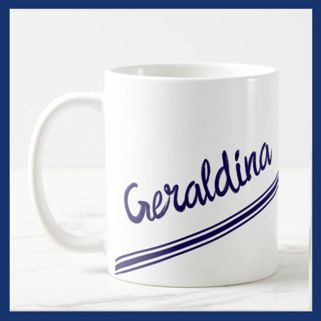 Extravaganter Blauer Name auf Schlichtem Weiß Kaffeetasse (Von Creator hochgeladen)