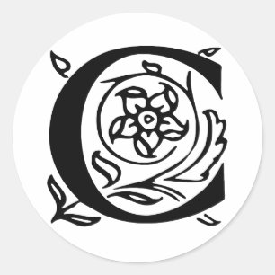 Extravaganter Buchstabe C Runder Aufkleber