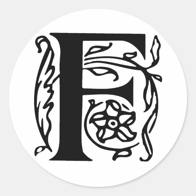 Extravaganter Buchstabe F Runder Aufkleber (Vorderseite)