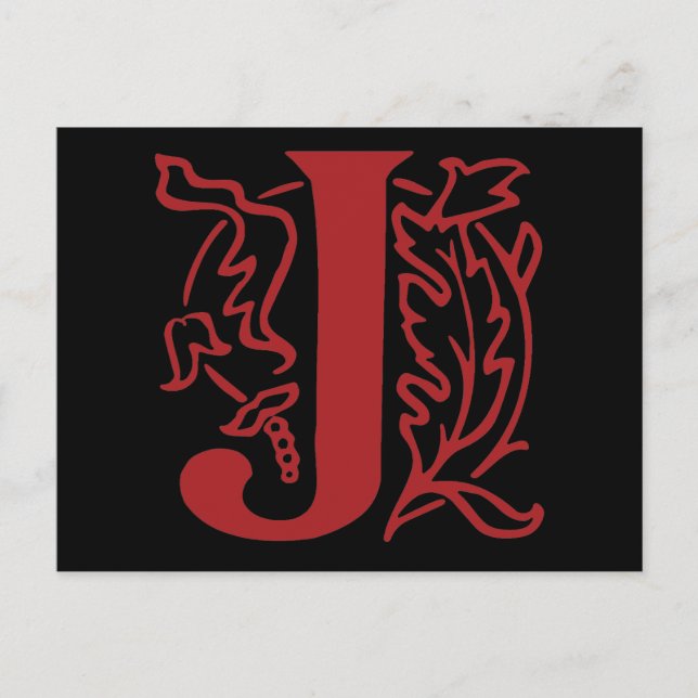 Extravaganter Buchstabe J Postkarte (Vorderseite)