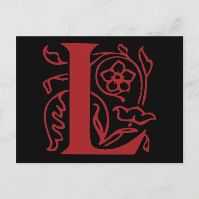 Extravaganter Buchstabe L Postkarte (Vorderseite)